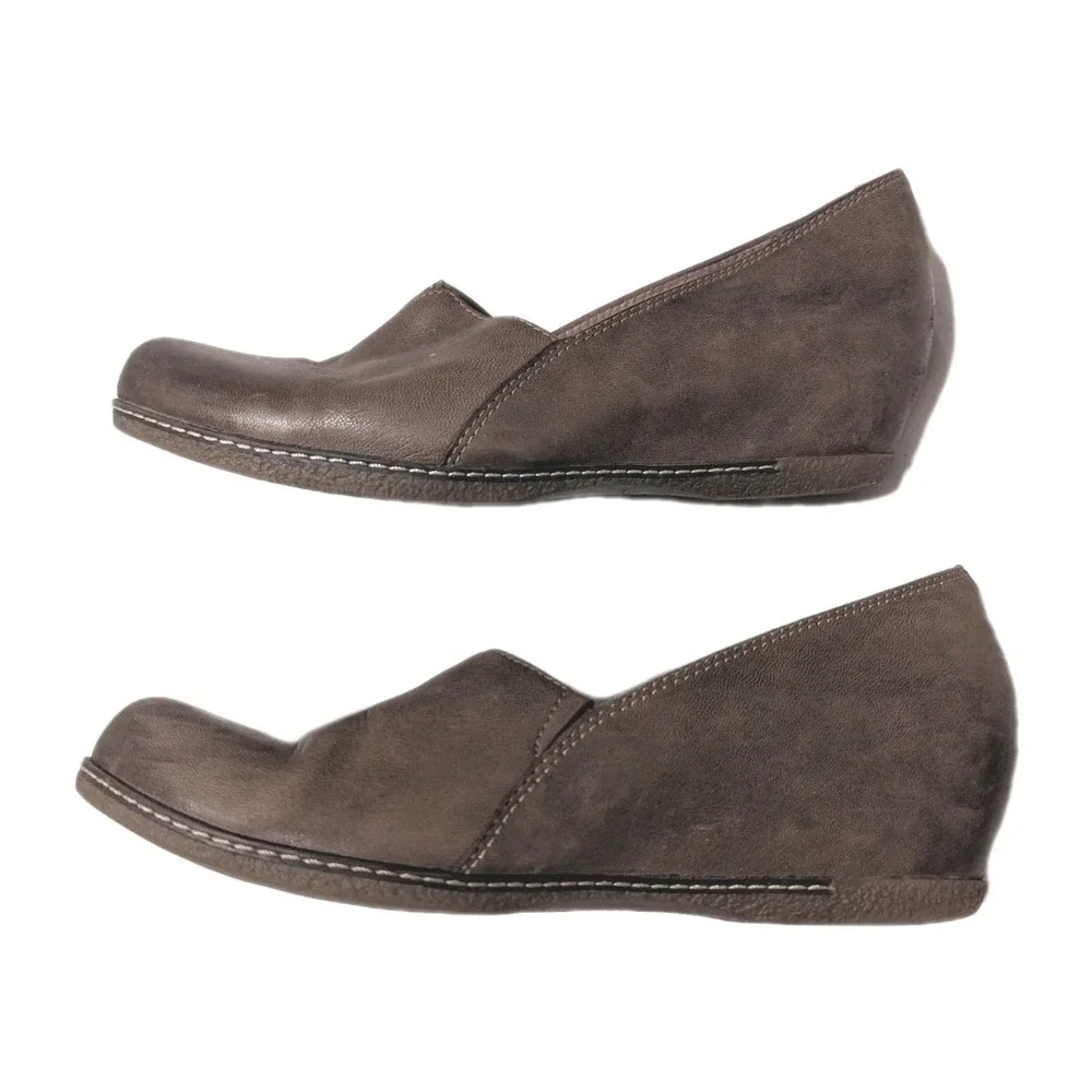 Dansko Women's Liliana Clog Slip On Shoes Brown Leather Wedge Heel EU40 US9.5/10
